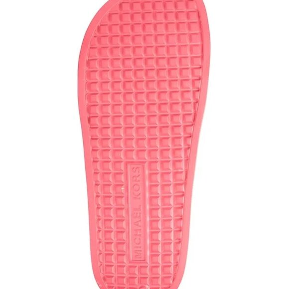 Michael Kors Gilmore Slides Rubin Red Pink MK Logo Women's Size 9 New In Box - Picture 5 of 6